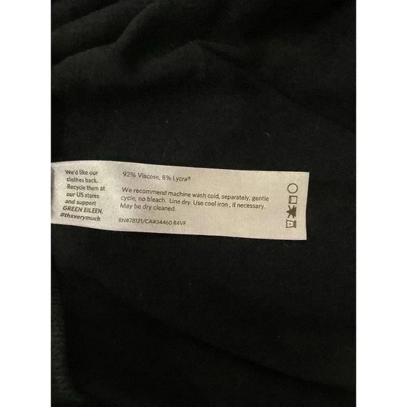 EILEEN FISHER BLACK VISCOSE JERSEY ASYMMETRICAL DRESS S SMALL KNIT MIDI NWOT - Picture 9 of 9